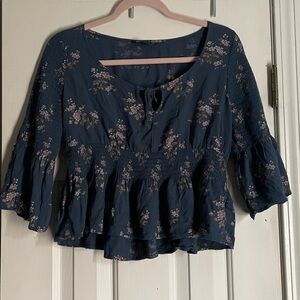 American Eagle Outfitters Navy Floral Top